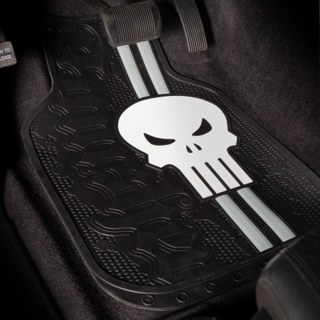 Punisher Logo Striped Car Floor Mats 2-Pack